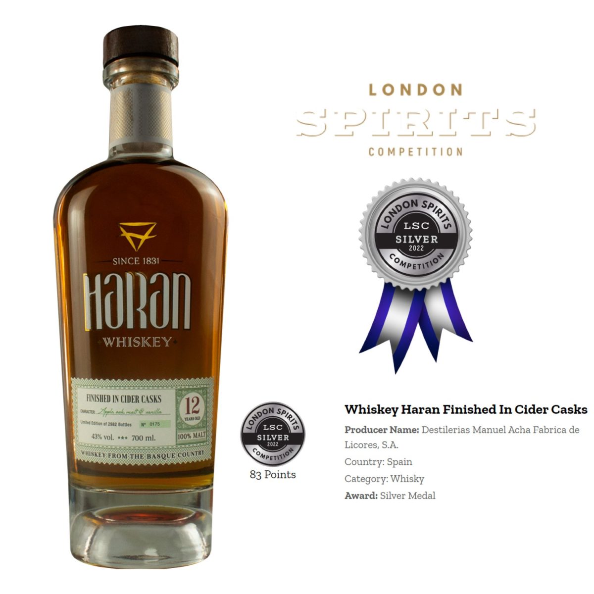 Whiskey Haran 12 años Finished in Cider Casks